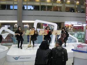 String Quartet at Incheon: literally, music to our weary ears.